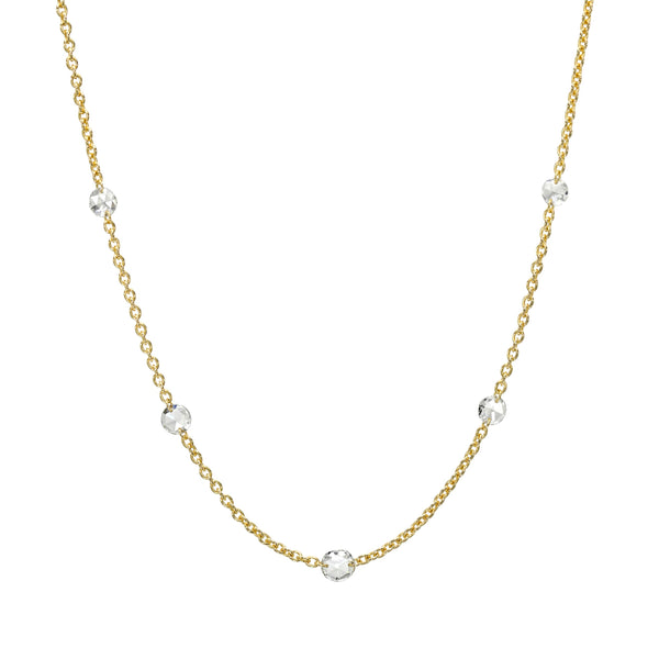 Eau de Rose Cut Cosima 5 Diamond Choker Yellow Gold 15" by Logan Hollowell Jewelry