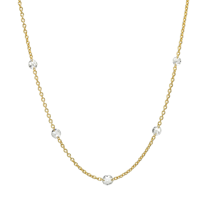 Eau de Rose Cut Cosima 5 Diamond Choker Yellow Gold 15" by Logan Hollowell Jewelry