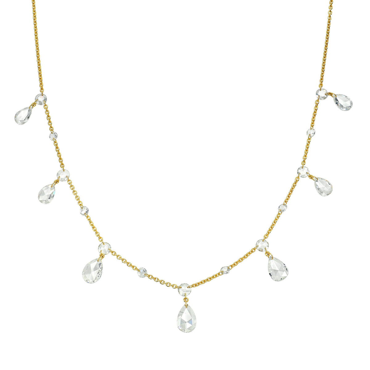 Eau de Rose Cut Gaia Large Diamond Choker Yellow Gold 16" by Logan Hollowell Jewelry