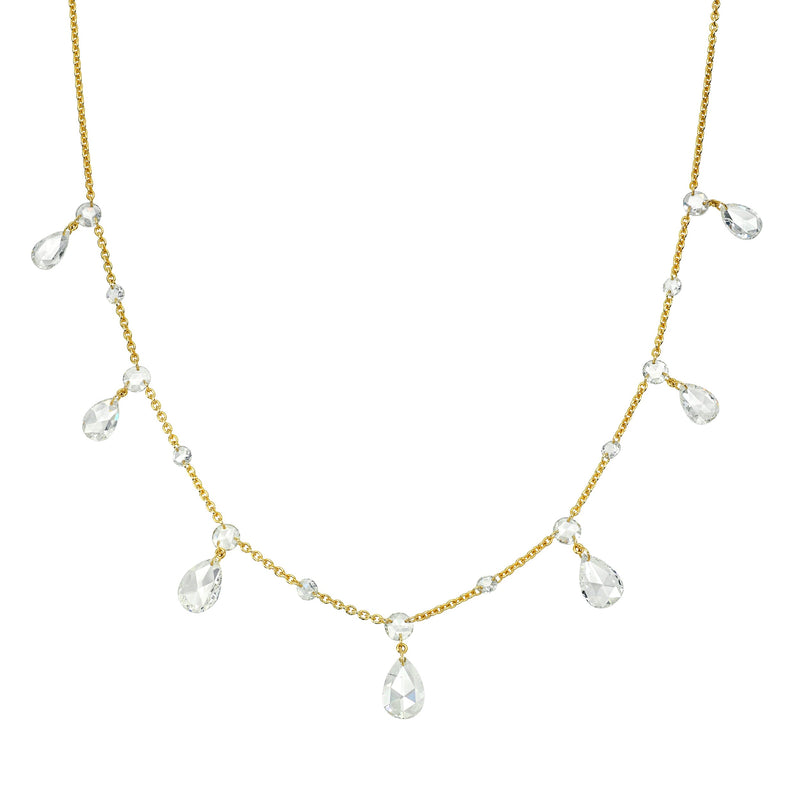 Eau de Rose Cut Gaia Large Diamond Choker Yellow Gold 16" by Logan Hollowell Jewelry