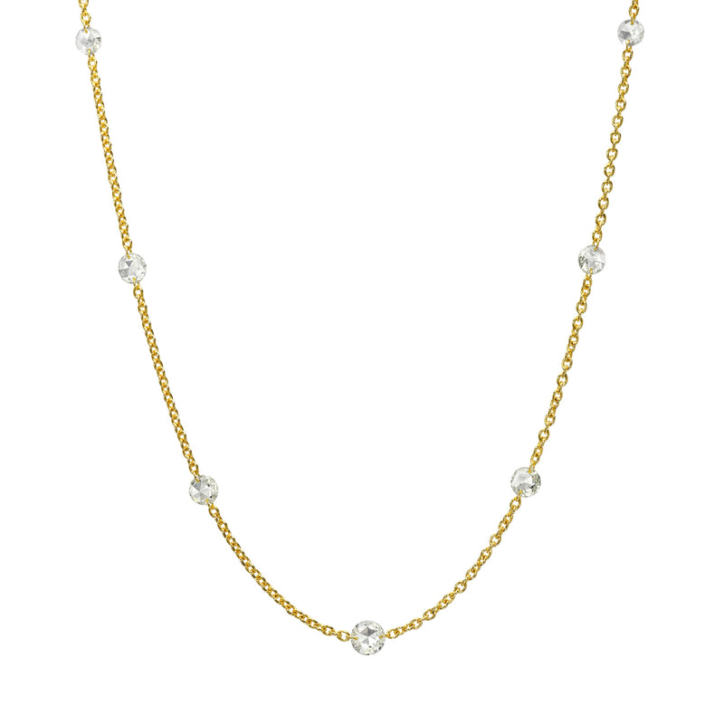 Eau de Rose Cut Cosima 7 Diamond Choker Yellow Gold 18" by Logan Hollowell Jewelry