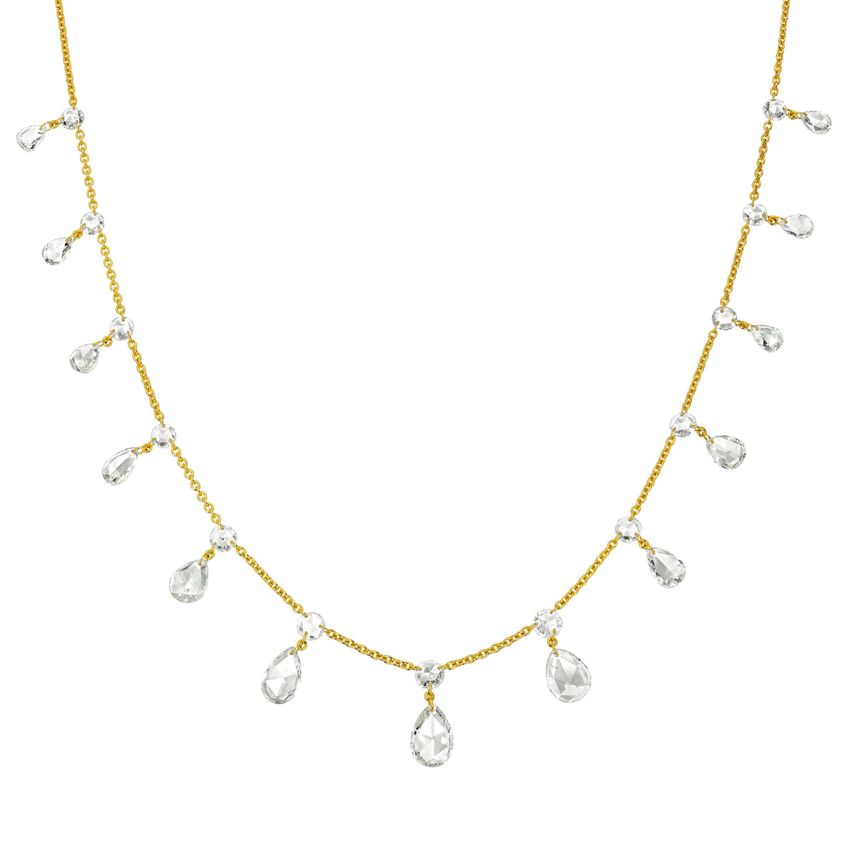 Eau de Rose Cut Gaia Graduated Diamond Choker Yellow Gold by Logan Hollowell Jewelry