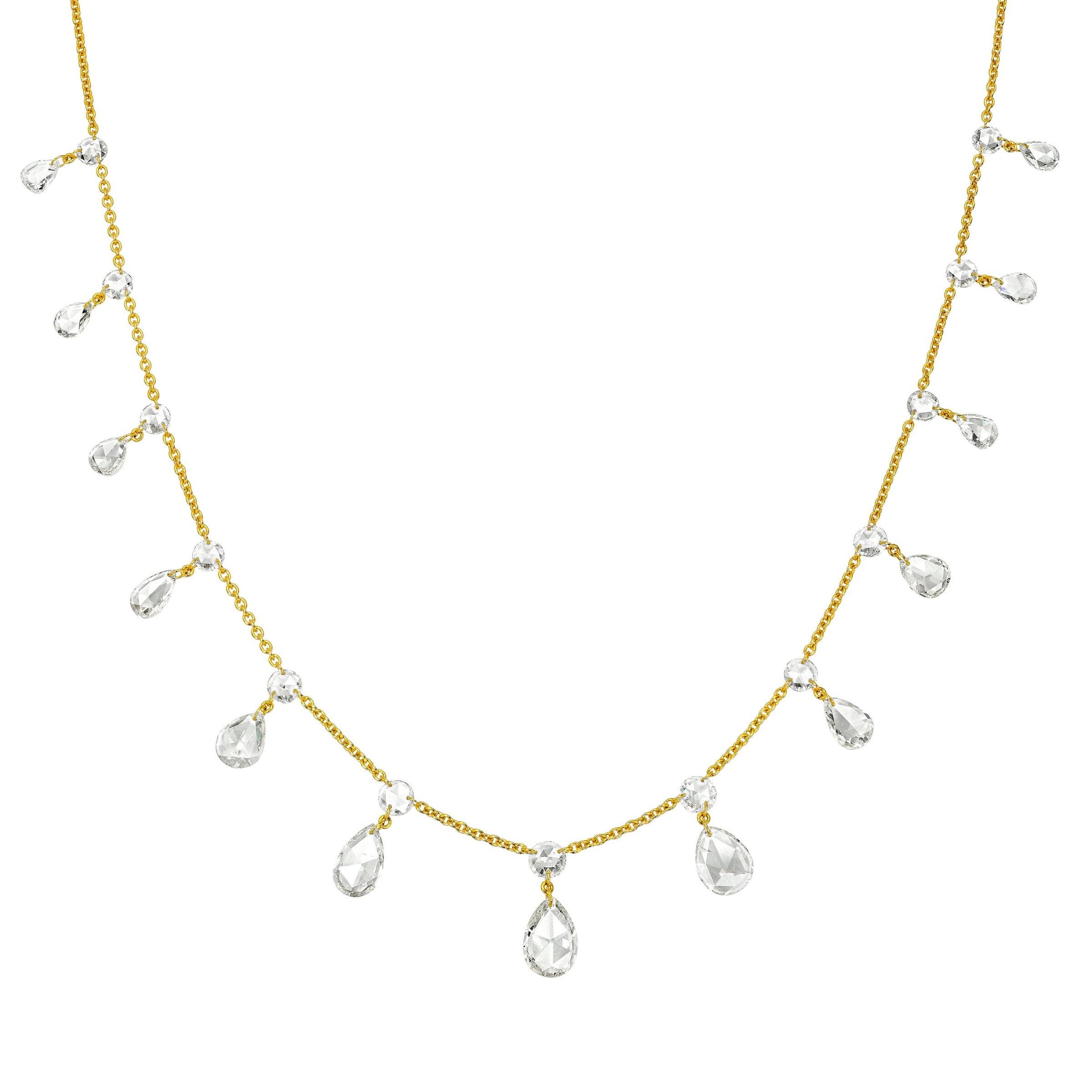 Eau de Rose Cut Gaia Graduated Diamond Choker Yellow Gold by Logan Hollowell Jewelry