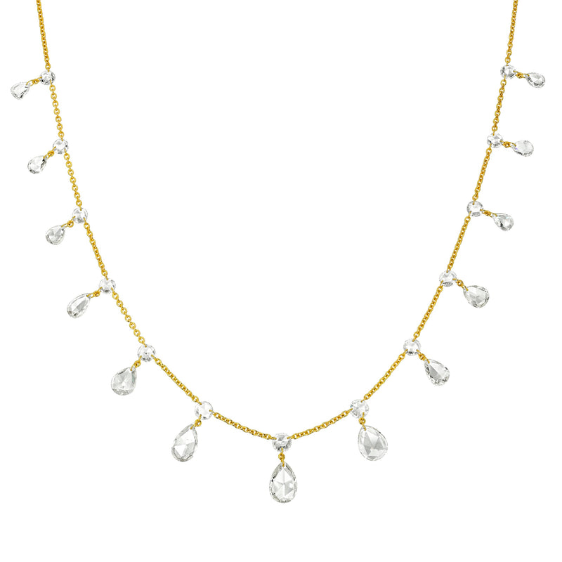 Eau de Rose Cut Gaia Graduated Diamond Choker Yellow Gold by Logan Hollowell Jewelry