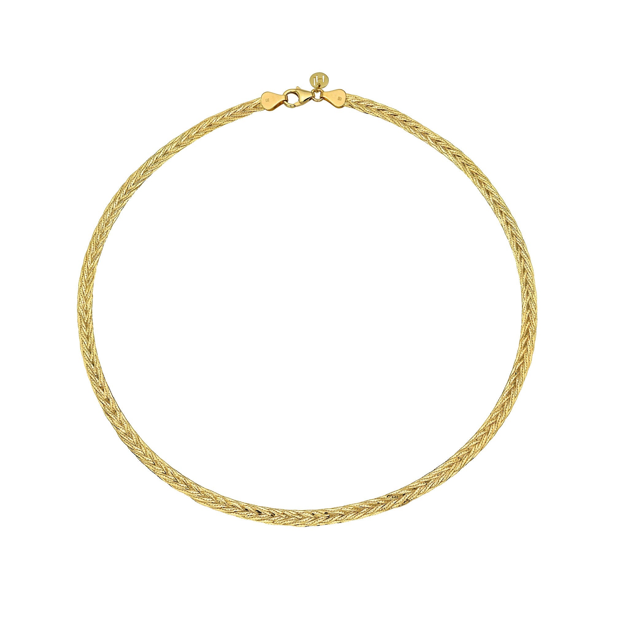 Braided Herringbone Necklace Yellow Gold 14" by Logan Hollowell Jewelry