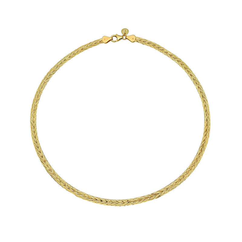 Braided Herringbone Necklace Yellow Gold 14" by Logan Hollowell Jewelry