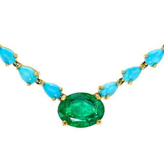 Water Drop Emerald & Turquoise Necklace by Logan Hollowell Jewelry