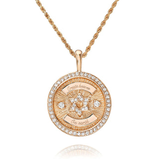 Star of David Coin with Pavé Border Pendant Rose Gold 16-18" by Logan Hollowell Jewelry
