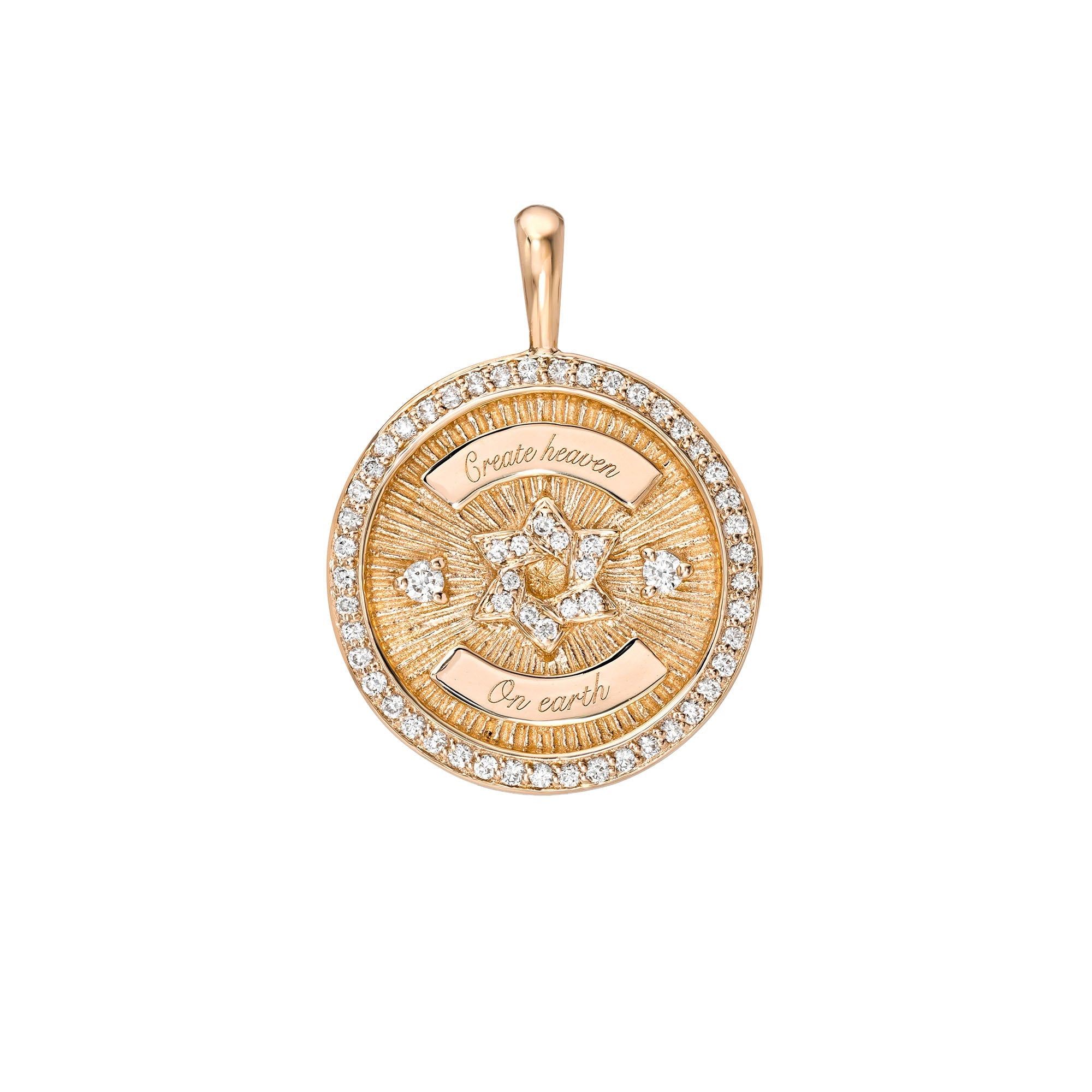 Star of David Coin with Pavé Border Pendant Rose Gold Pendant Only by Logan Hollowell Jewelry