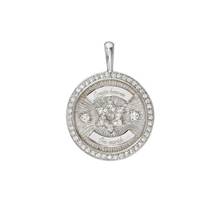 Star of David Coin with Pavé Border Pendant White Gold Pendant Only by Logan Hollowell Jewelry