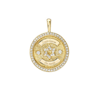 Star of David Coin with Pavé Border Pendant Yellow Gold Pendant Only by Logan Hollowell Jewelry