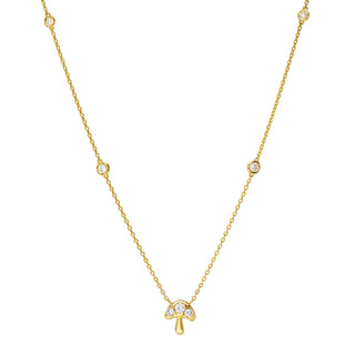 Mushroom Orbit Diamond Necklace Yellow Gold 14-15" by Logan Hollowell Jewelry