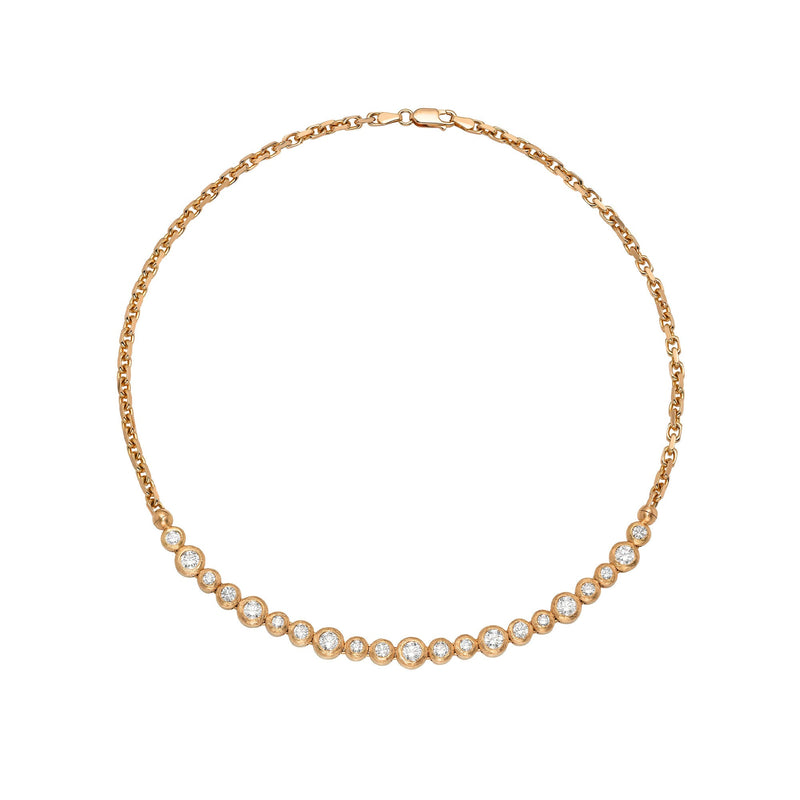 Diamond Bubble Link Necklace Rose Gold 16" by Logan Hollowell Jewelry