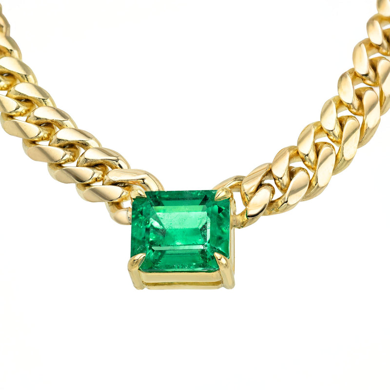 Colombian Emerald Cuban Choker by Logan Hollowell Jewelry