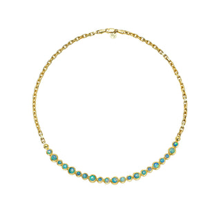 Australian Blue Opal Bubble Link Necklace Yellow Gold by Logan Hollowell Jewelry