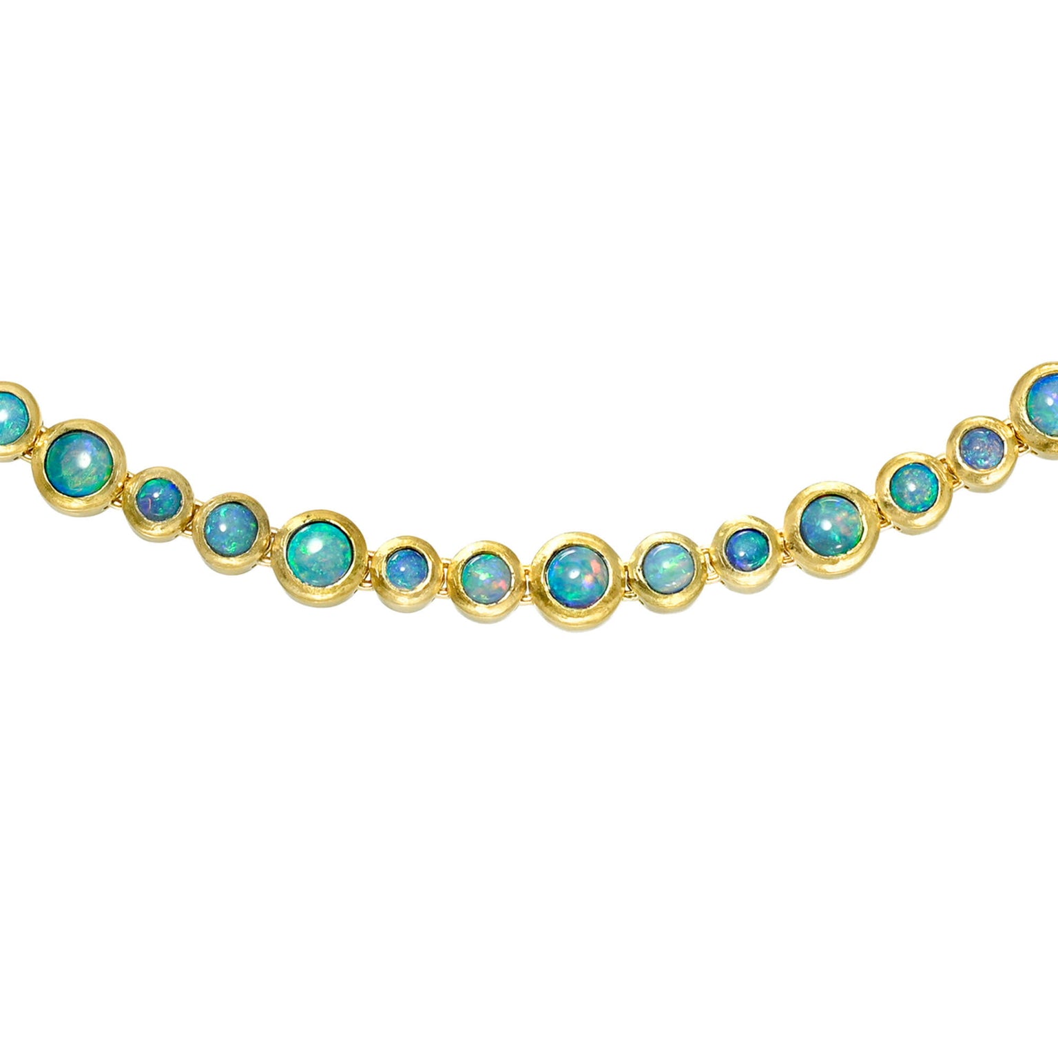 Australian Blue Opal Bubble Link Necklace by Logan Hollowell Jewelry