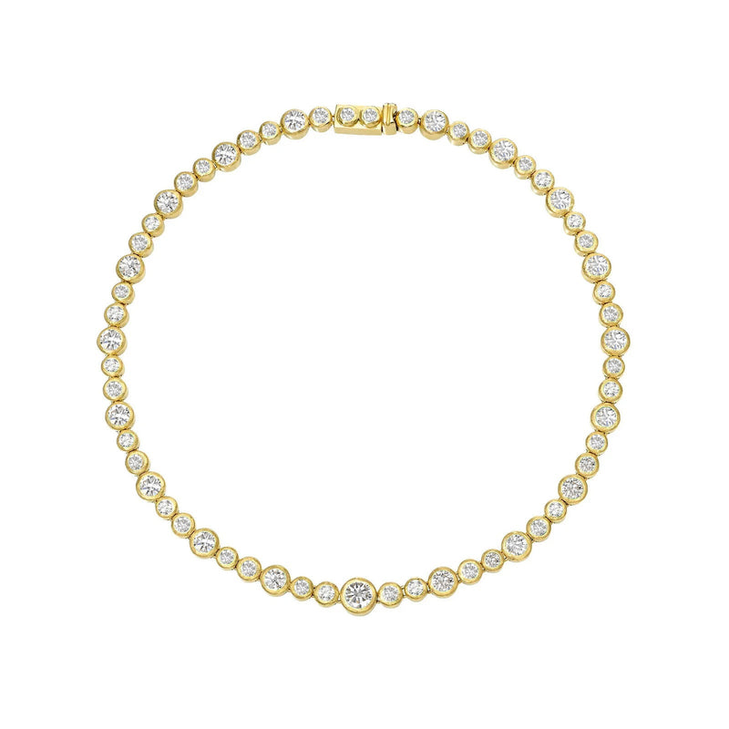 Diamond Bubble Necklace MTR no Large Center Diamond Yellow Gold 14.25" by Logan Hollowell Jewelry