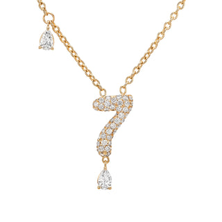 7 Pavé Diamond Numerology Necklace Rose Gold 15mm by Logan Hollowell Jewelry
