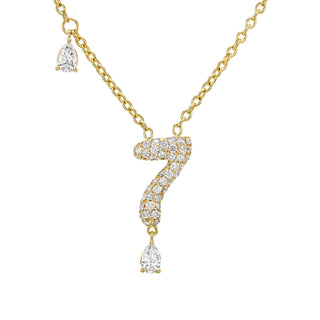 7 Pavé Diamond Numerology Necklace Yellow Gold 15mm by Logan Hollowell Jewelry