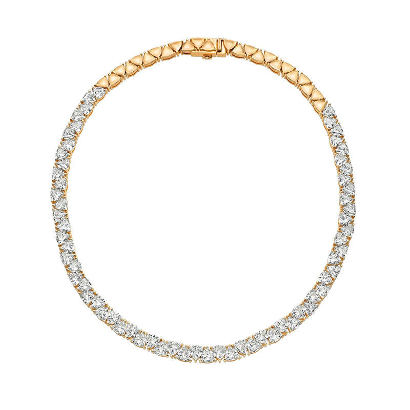 Trillion Diamond Tennis Necklace Rose Gold 14" by Logan Hollowell Jewelry