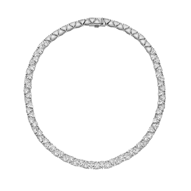 Trillion Diamond Tennis Necklace White Gold 14" by Logan Hollowell Jewelry