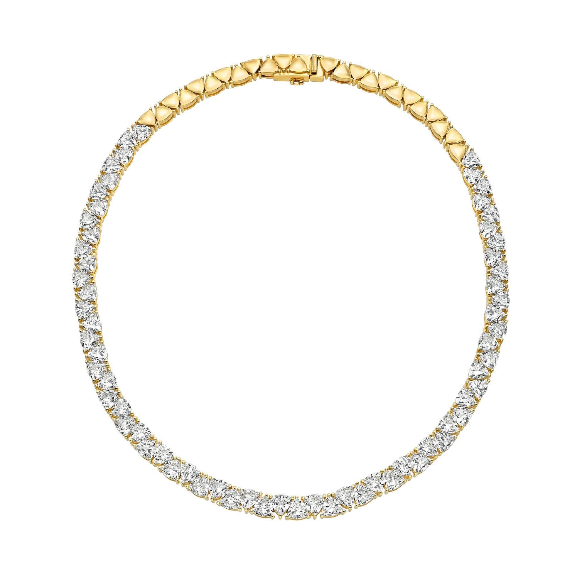 Trillion Diamond Tennis Necklace Yellow Gold 14" by Logan Hollowell Jewelry