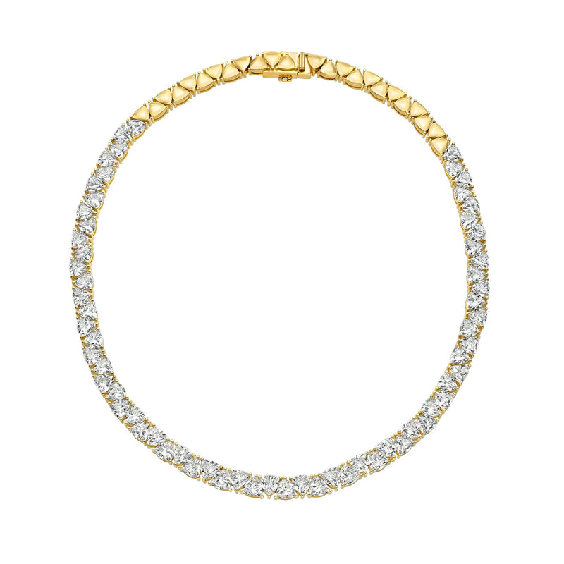 Trillion Diamond Tennis Necklace Yellow Gold 14" by Logan Hollowell Jewelry