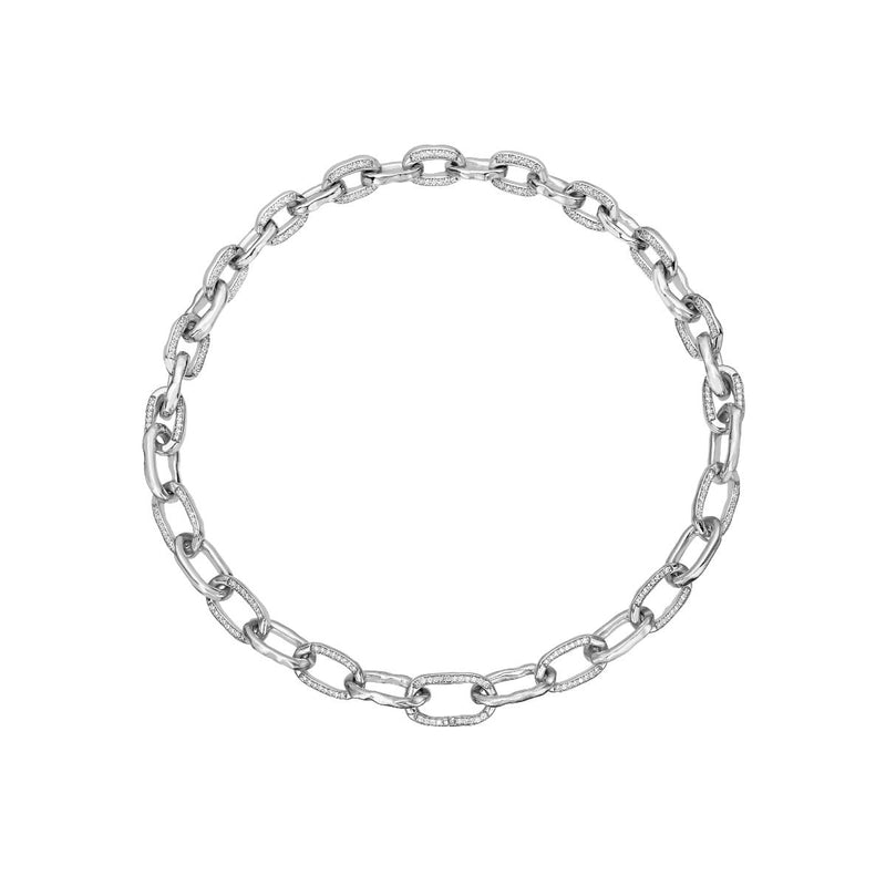 Graduated Atlantis Pavé Diamond Chain Necklace White Gold by Logan Hollowell Jewelry