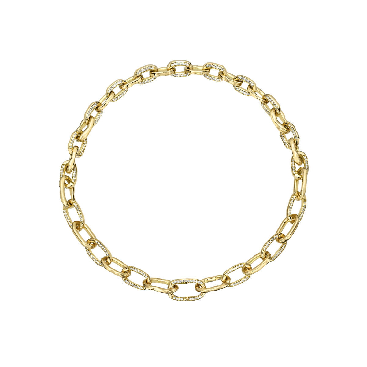 Graduated Atlantis Pavé Diamond Chain Necklace Yellow Gold by Logan Hollowell Jewelry