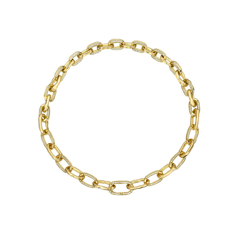 Graduated Atlantis Pavé Diamond Chain Necklace Yellow Gold by Logan Hollowell Jewelry