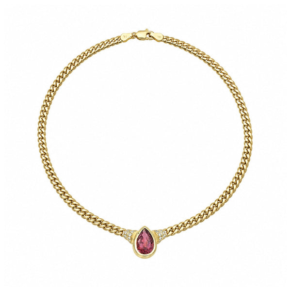 Maison Rouge Rubellite Necklace Yellow Gold by Logan Hollowell Jewelry