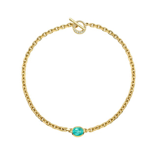 Paraiba Queen Chain Necklace Yellow Gold by Logan Hollowell Jewelry