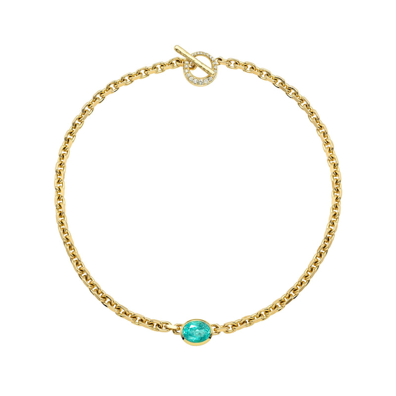 Paraiba Queen Chain Necklace Yellow Gold by Logan Hollowell Jewelry