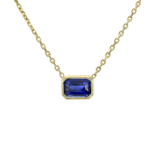 Talisman Emerald Cut Necklace Sapphire Yellow Gold by Logan Hollowell Jewelry
