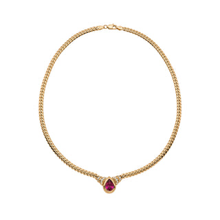 Rubellite Mini Maison Rose Necklace Rose Gold by Logan Hollowell Jewelry