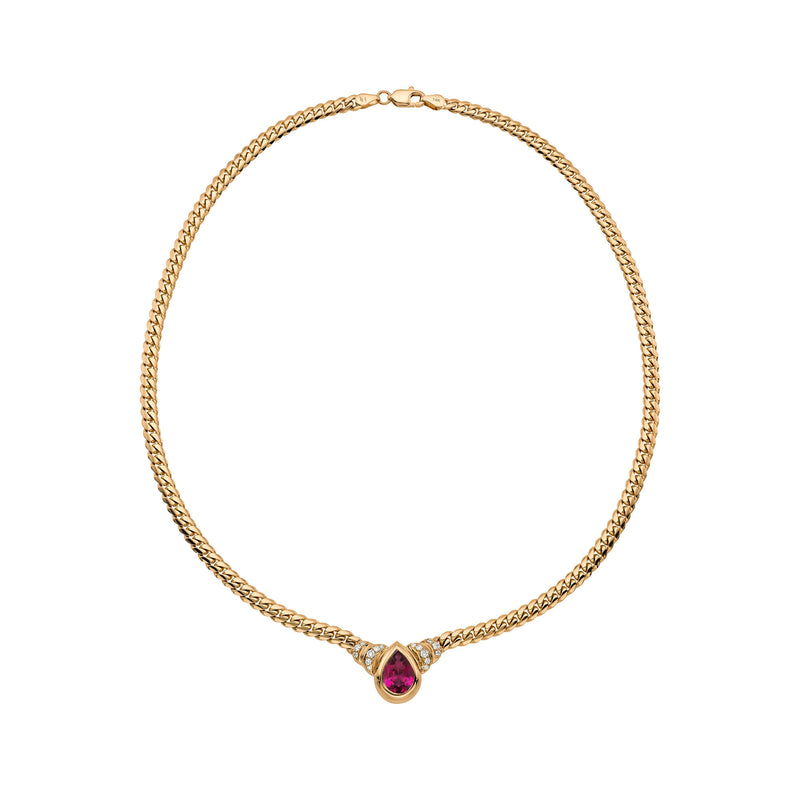 Rubellite Mini Maison Rose Necklace Rose Gold by Logan Hollowell Jewelry
