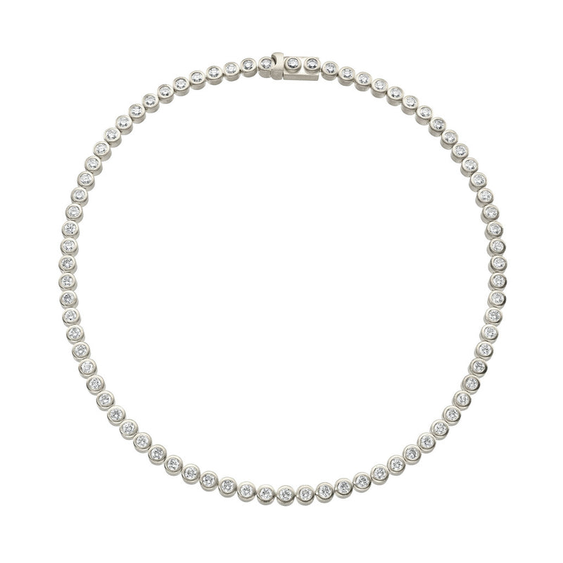 Diamond Bubble Tennis Necklace White Gold by Logan Hollowell Jewelry