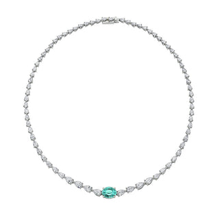 Water Drop Diamond and Paraiba Necklace Paraiba by Logan Hollowell Jewelry
