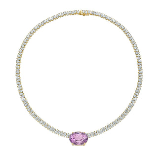 Lilac Kunzite Reverse Water Drop Tennis Necklace Kunzite by Logan Hollowell Jewelry