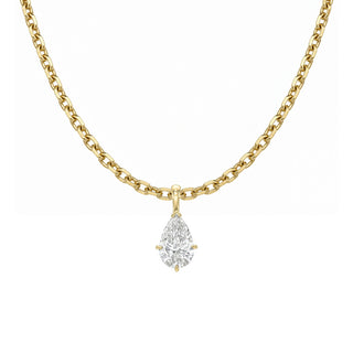 Solitaire Water Drop Diamond Necklace Yellow Gold by Logan Hollowell Jewelry