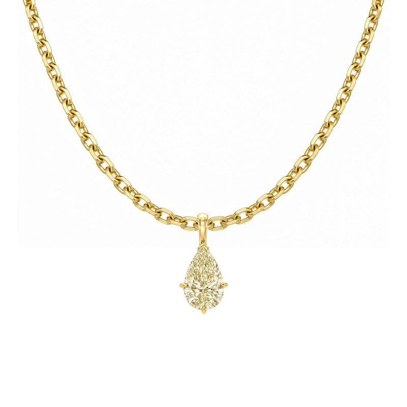 Nexus Diamond Drop Pendant Yellow Diamond Pendant and 16" Chain Yellow Gold by Logan Hollowell Jewelry