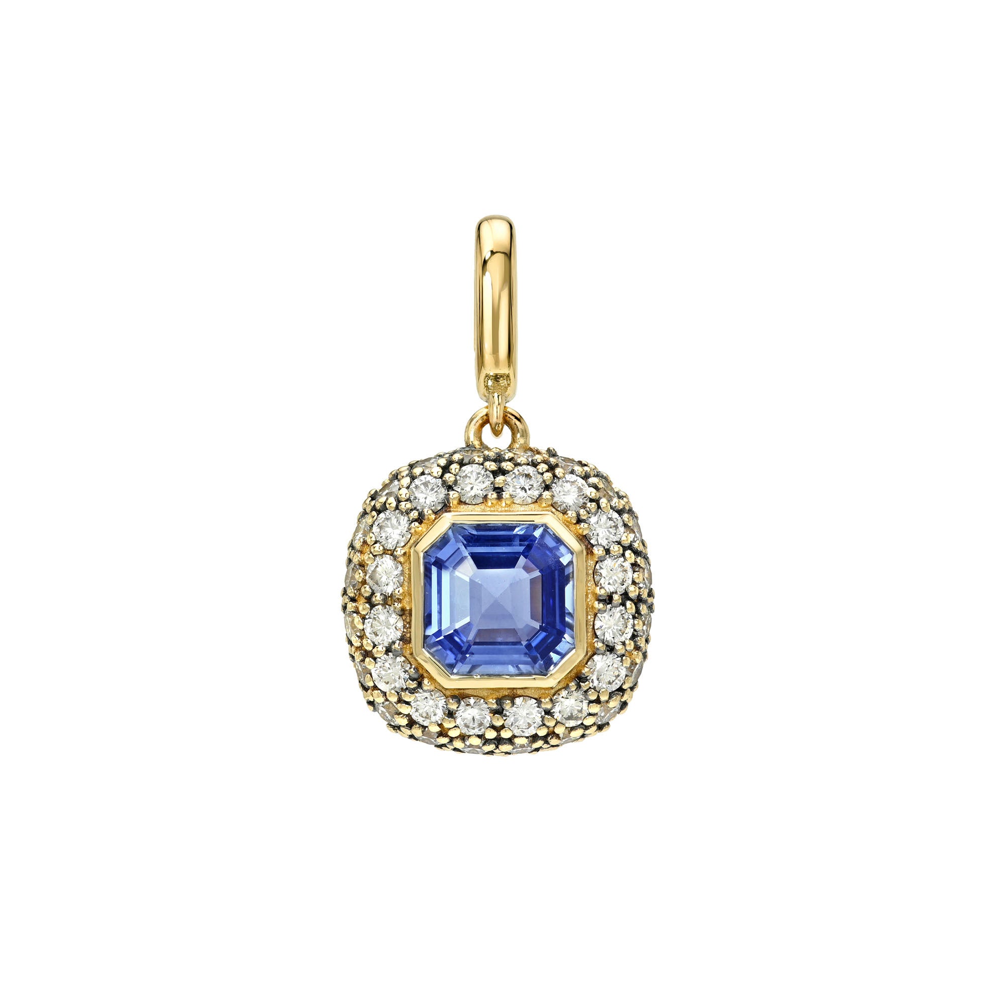 Blue Sapphire Pop Rocks Pendant Yellow Gold by Logan Hollowell Jewelry