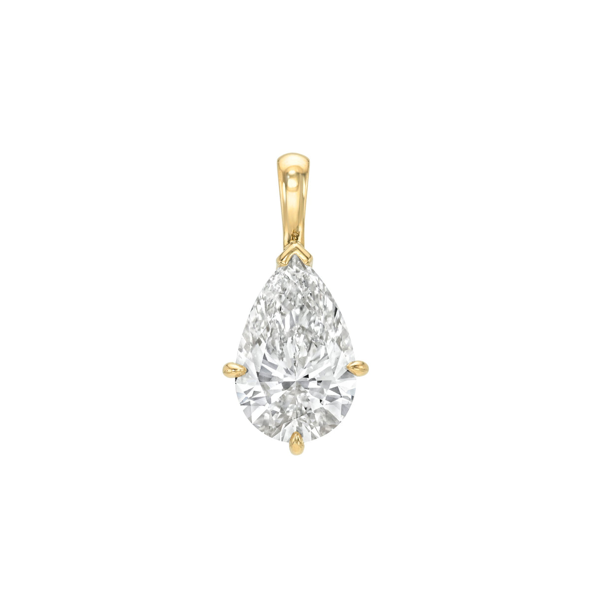 Solitaire Water Drop Diamond Necklace Pendant Only Yellow Gold by Logan Hollowell Jewelry