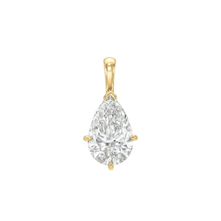 Solitaire Water Drop Diamond Necklace Pendant Only Yellow Gold by Logan Hollowell Jewelry