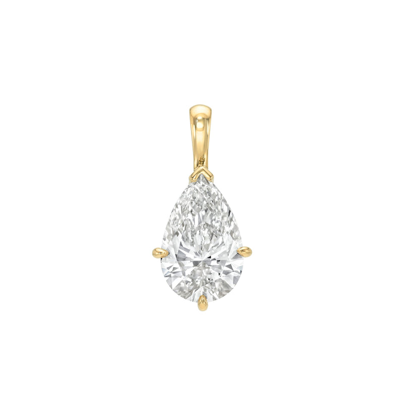 Solitaire Water Drop Diamond Necklace Pendant Only Yellow Gold by Logan Hollowell Jewelry
