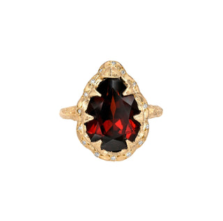 Queen Water Drop Garnet Ring with Sprinkled Diamonds Rose Gold 3 by Logan Hollowell Jewelry