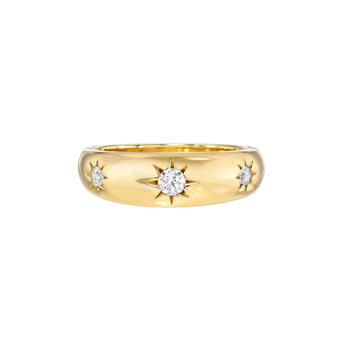 Star Set Rounded Ring (Off Size) Yellow Gold 2.75 by Logan Hollowell Jewelry