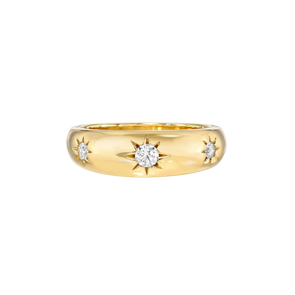 Star Set Rounded Ring Yellow Gold 3 by Logan Hollowell Jewelry