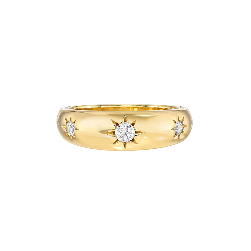 Star Set Rounded Ring (Off Size) Yellow Gold 2.75 by Logan Hollowell Jewelry