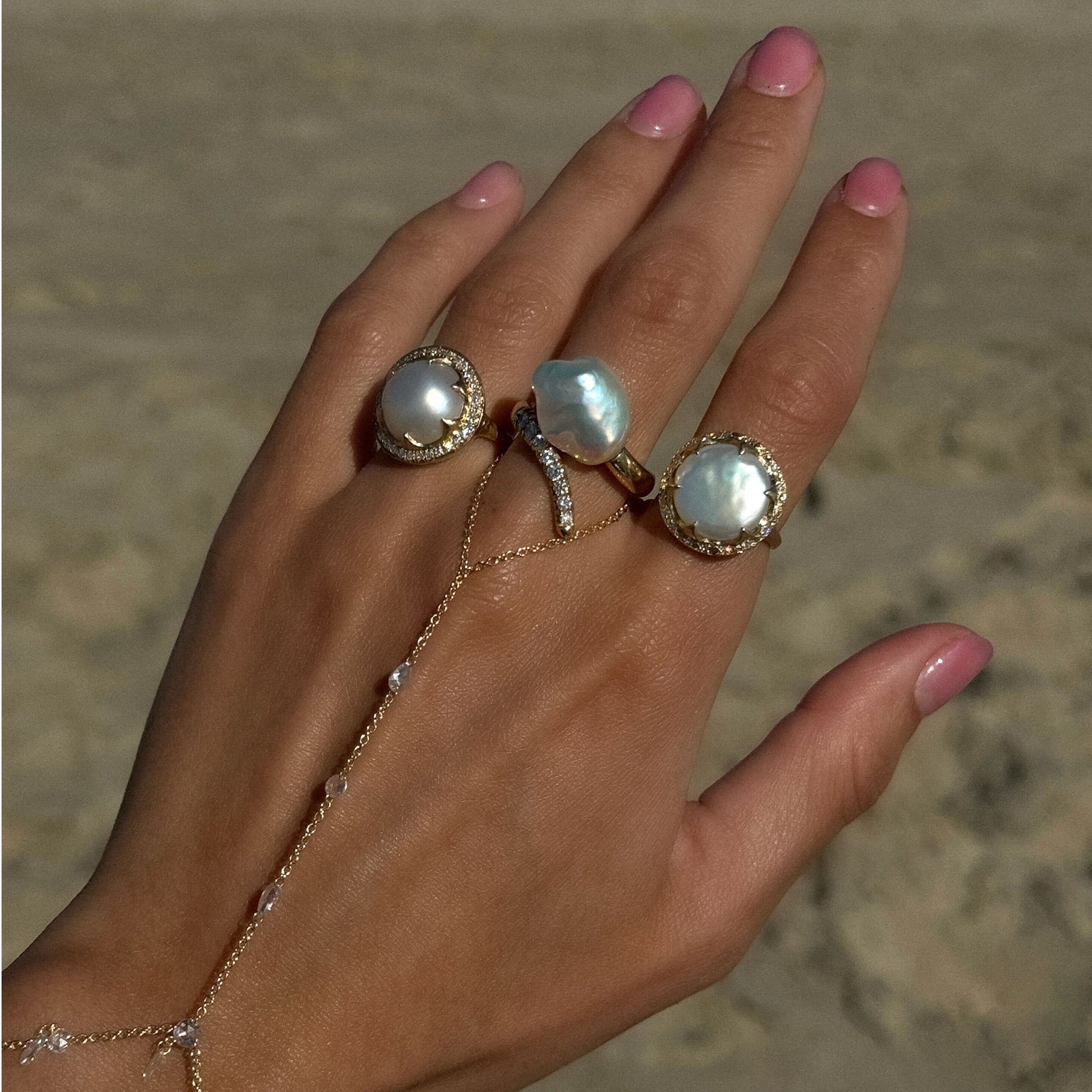 Queen Diamond Lunar Pearl Ring by Logan Hollowell Jewelry